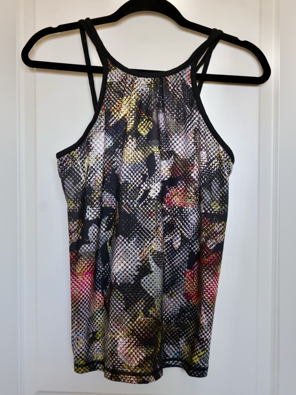 Prana Balletic Women’s Black Multi-Color Printed Halter Tank Top